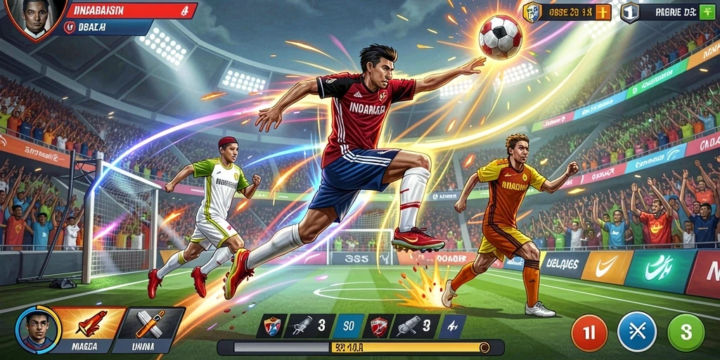 Menunjukkan kolaborasi tim dalam mode multiplayer.